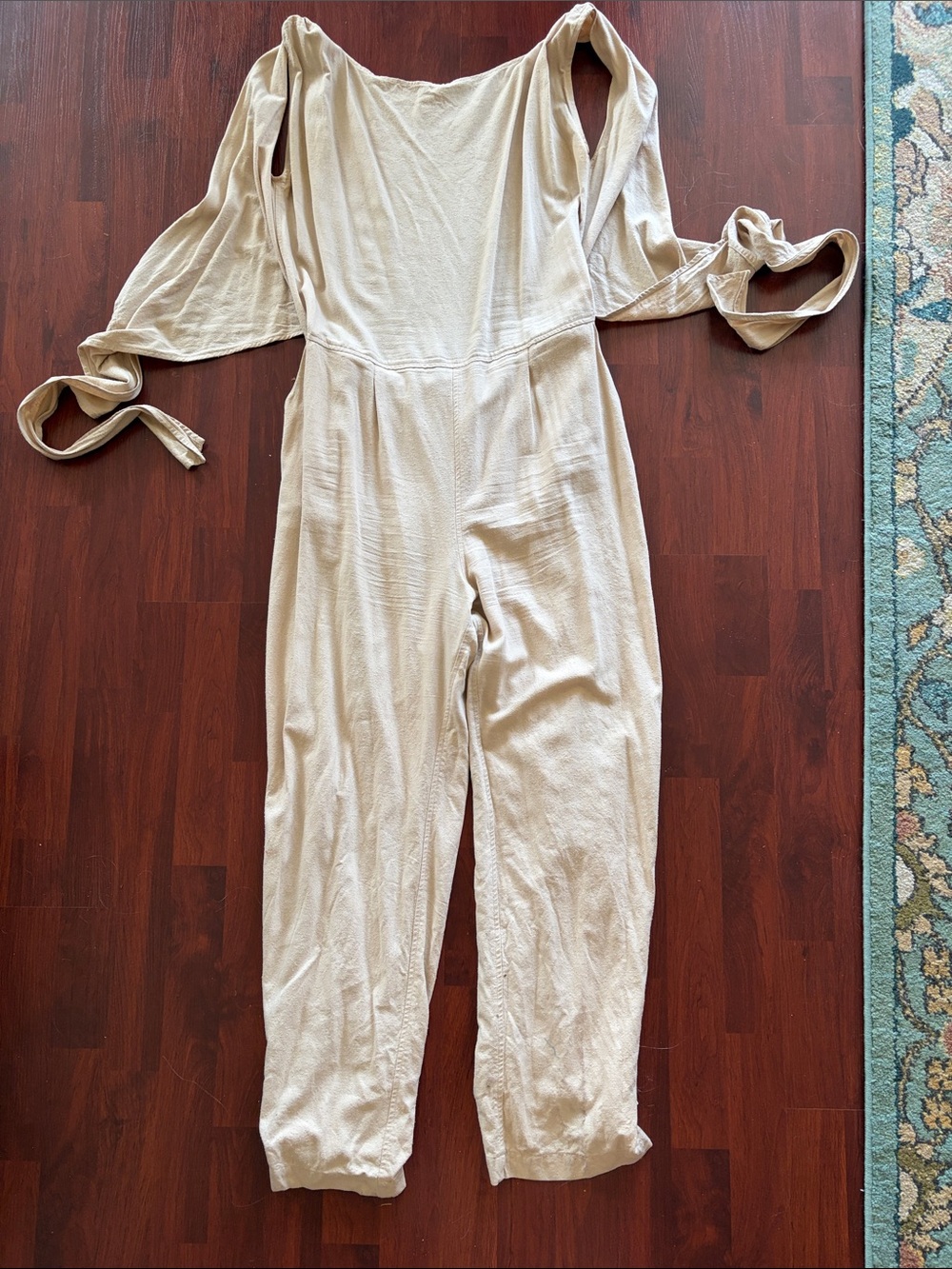 OZMA Cream Long-Sleeve Relaxed Jumpsuit